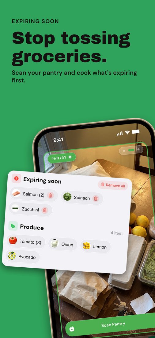 The expiring-soon list in the Fixins pantry on iPhone.